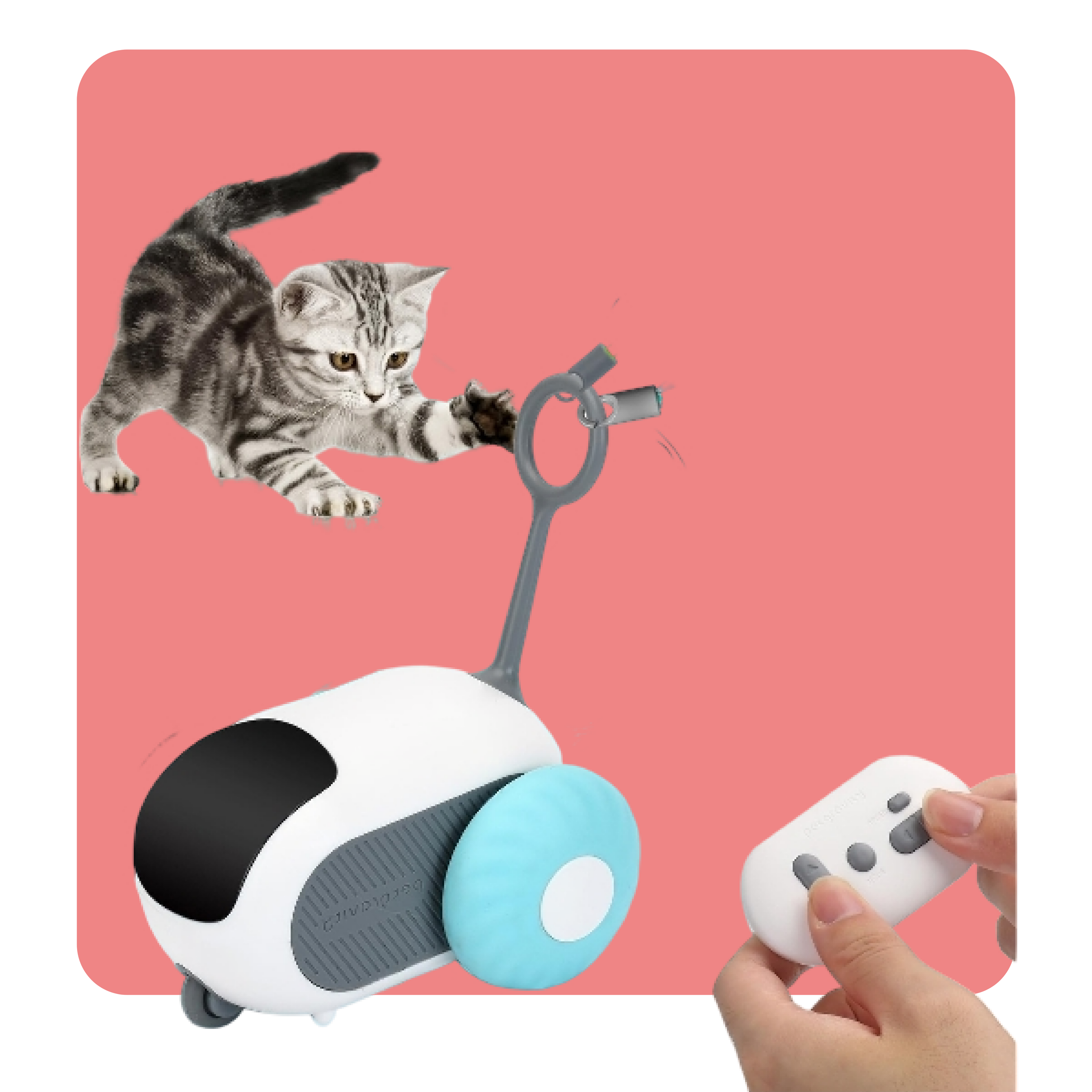 Remote Control Interactive Cat Toy (Rechargeable, 2-Speed, Smart Auto Mode)