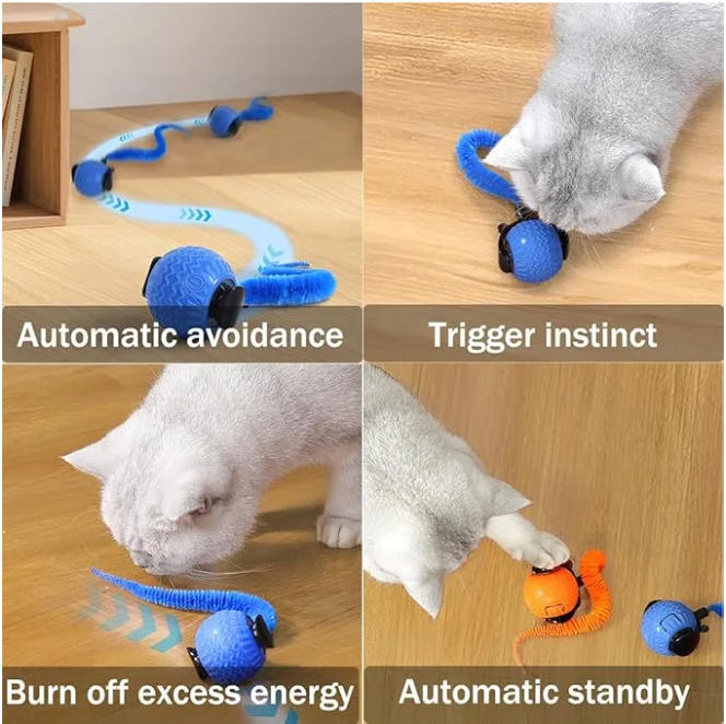 Smart Rolling Ball Toy for Cats & Dogs (Auto Moving, Interactive, Rechargeable)